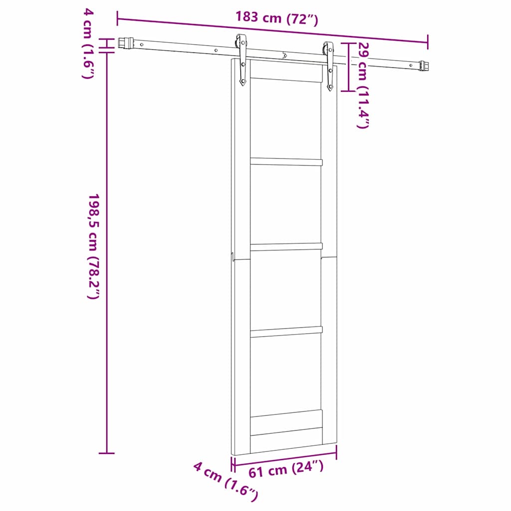 vidaXL Συρόμενη Πόρτα 61 x 198,5 εκ. Μασίφ ξύλο πεύκου και γυαλί Λευκό