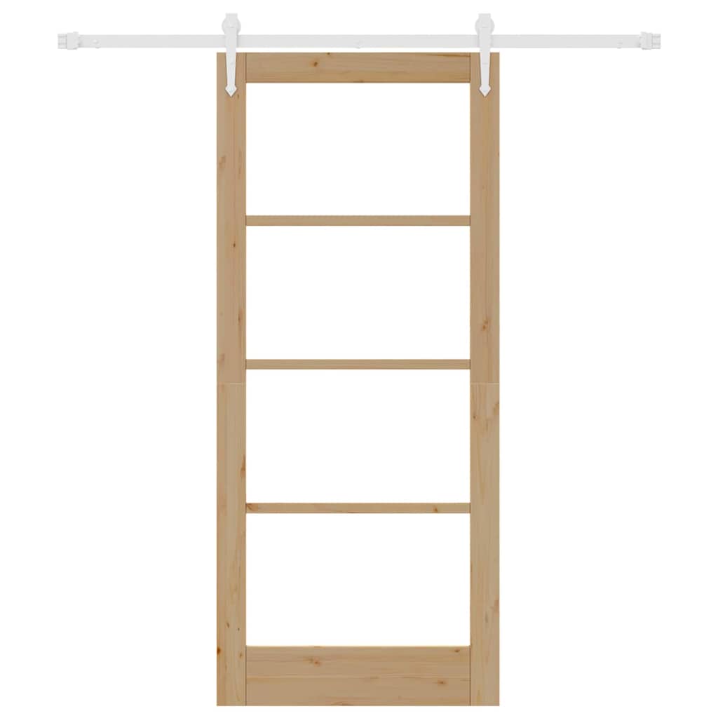 vidaXL Ολισθητή Πόρτα Καφέ 86 x 198.5 cm Ξύλο και μέταλλο