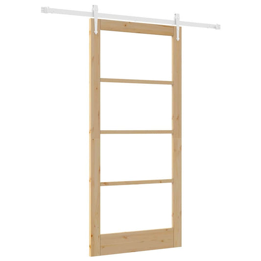 vidaXL Συρόμενη Πόρτα 93 x 202 cm Μασίφ ξύλο πεύκου και γυαλί Φυσικό