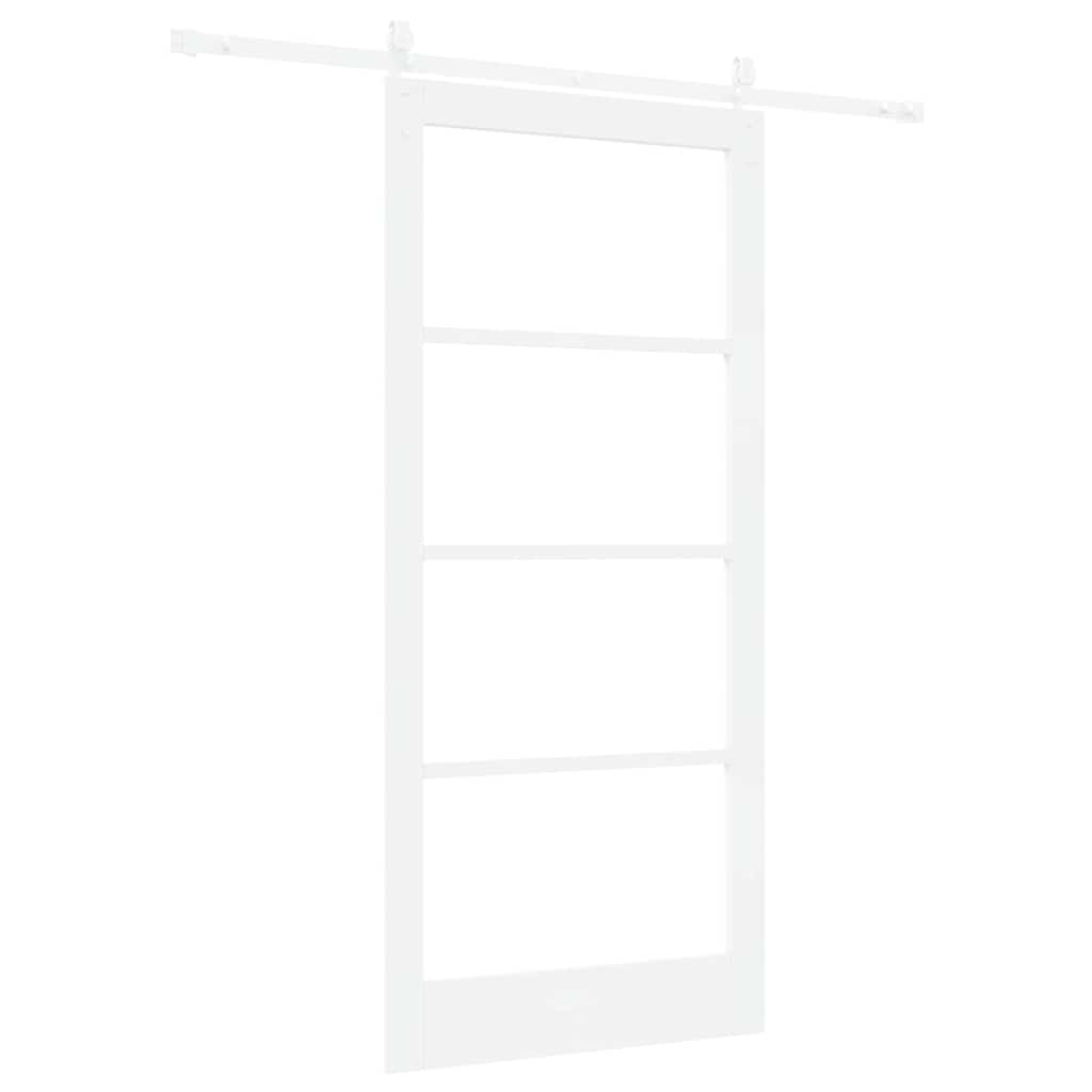 vidaXL Συρόμενη Πόρτα 93 x 202 cm Μασίφ ξύλο πεύκου και γυαλί Λευκό
