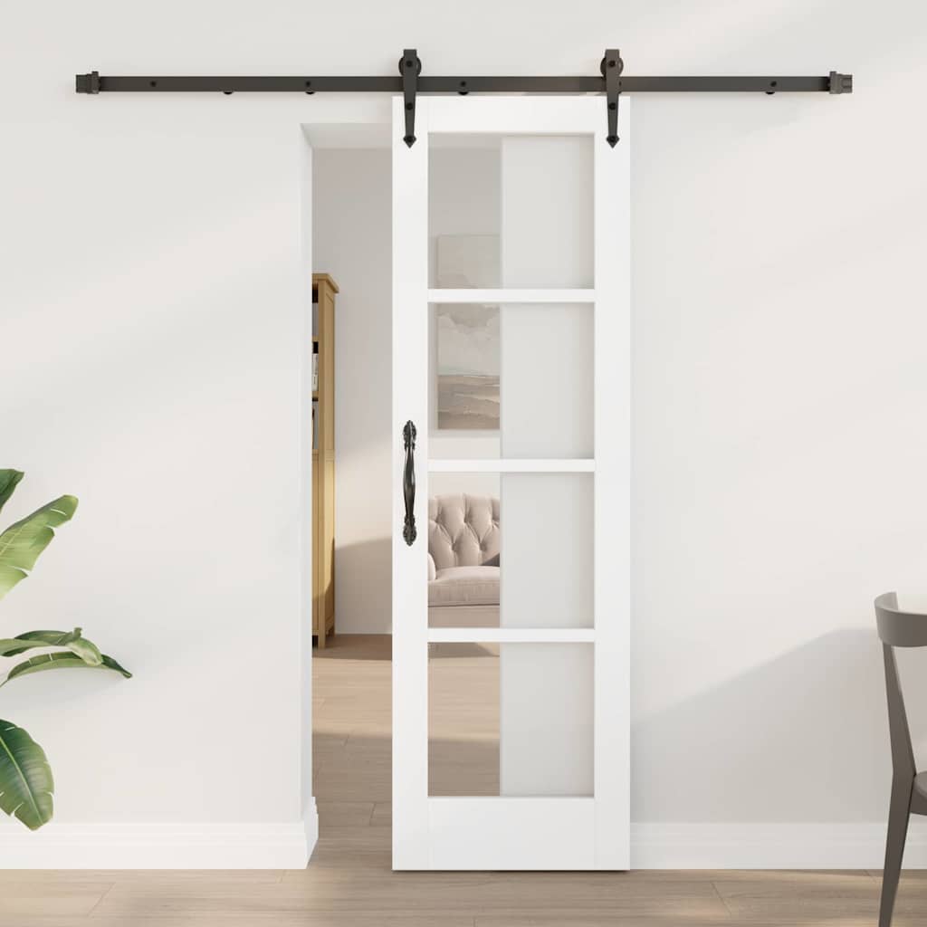 vidaXL Συρόμενη Πόρτα 61 x 198,5 εκ. Μασίφ ξύλο πεύκου και γυαλί