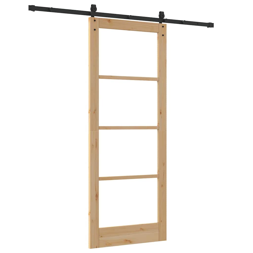 vidaXL Ολισθητή Πόρτα Καφέ 83 x 211 εκ. Ξύλο και μέταλλο