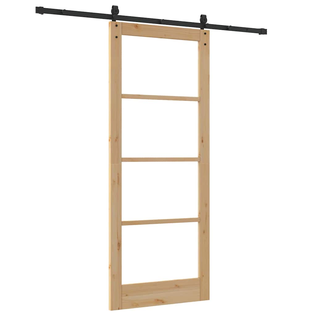 vidaXL Ολισθητή Πόρτα Καφέ 86 x 211 cm Ξύλο και μέταλλο