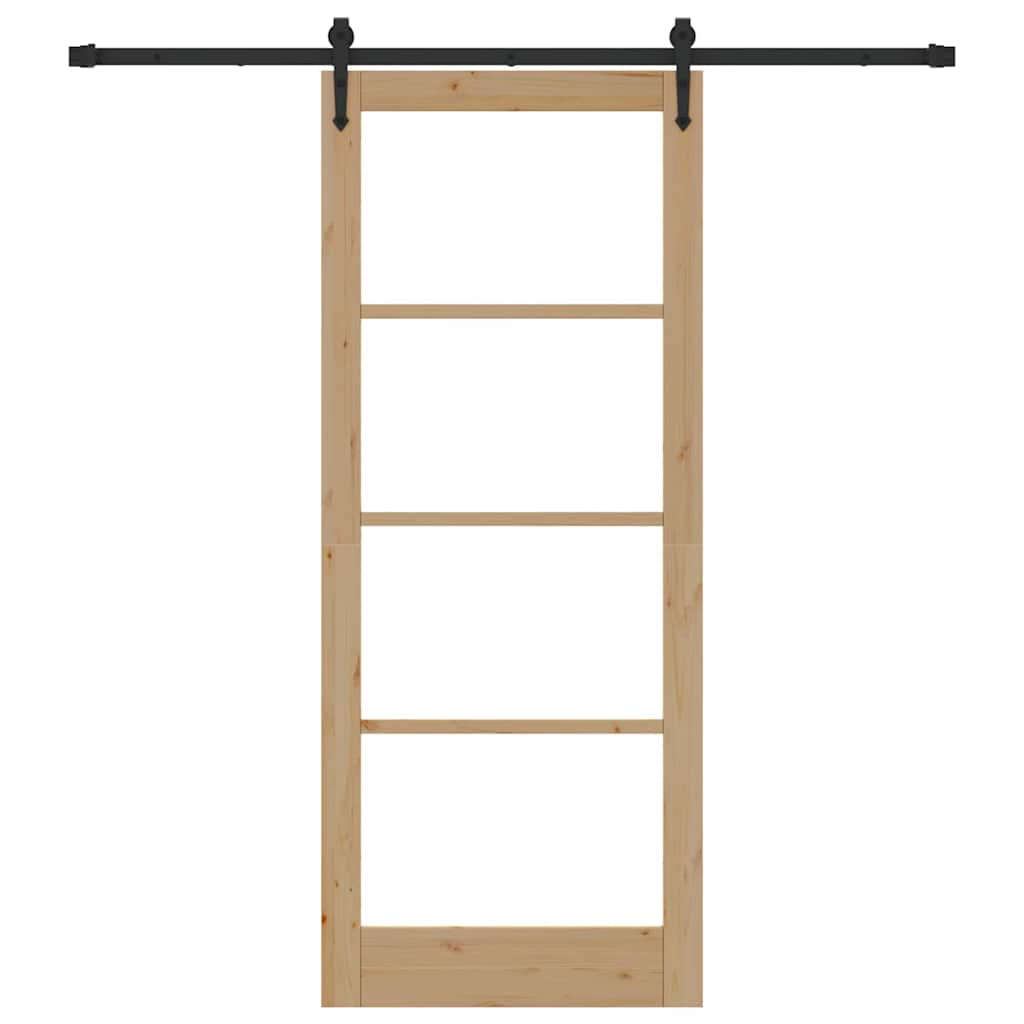 vidaXL Ολισθητή Πόρτα Καφέ 86 x 211 cm Ξύλο και μέταλλο