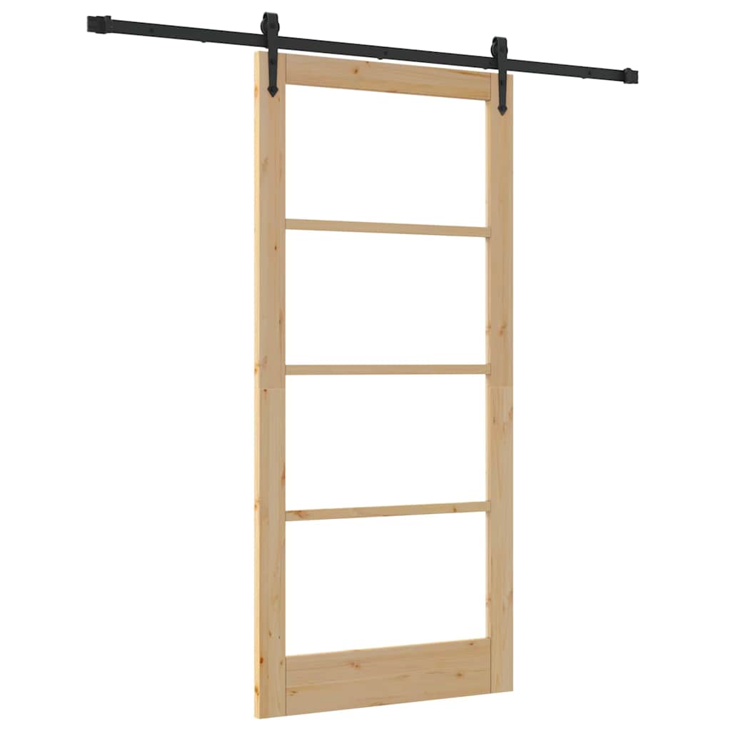 vidaXL Συρόμενη Πόρτα 93 x 202 cm Μασίφ ξύλο πεύκου και γυαλί