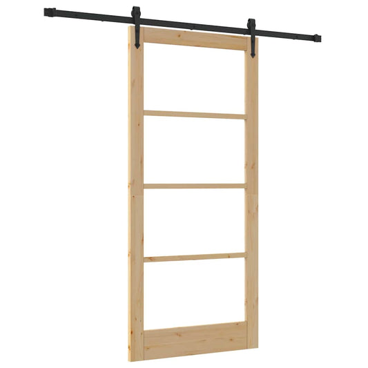 vidaXL Συρόμενη Πόρτα 93 x 202 cm Μασίφ ξύλο πεύκου και γυαλί
