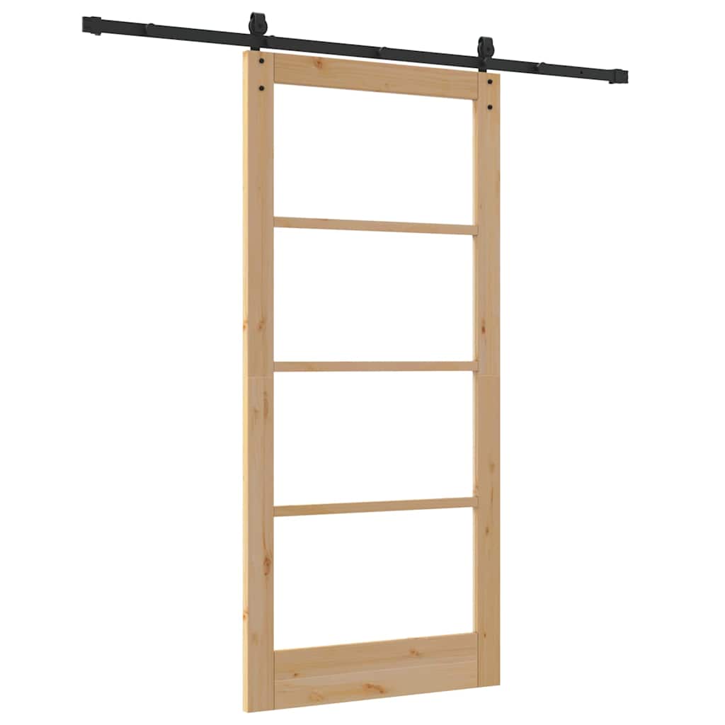 vidaXL Συρόμενη Πόρτα 93 x 202 cm Μασίφ ξύλο πεύκου και γυαλί