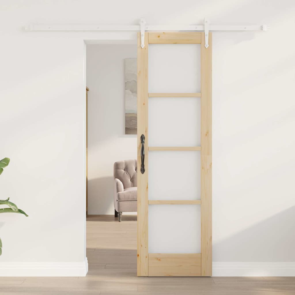 vidaXL Συρόμενη Πόρτα 61 x 198,5 εκ. Μασίφ ξύλο πεύκου και γυαλί