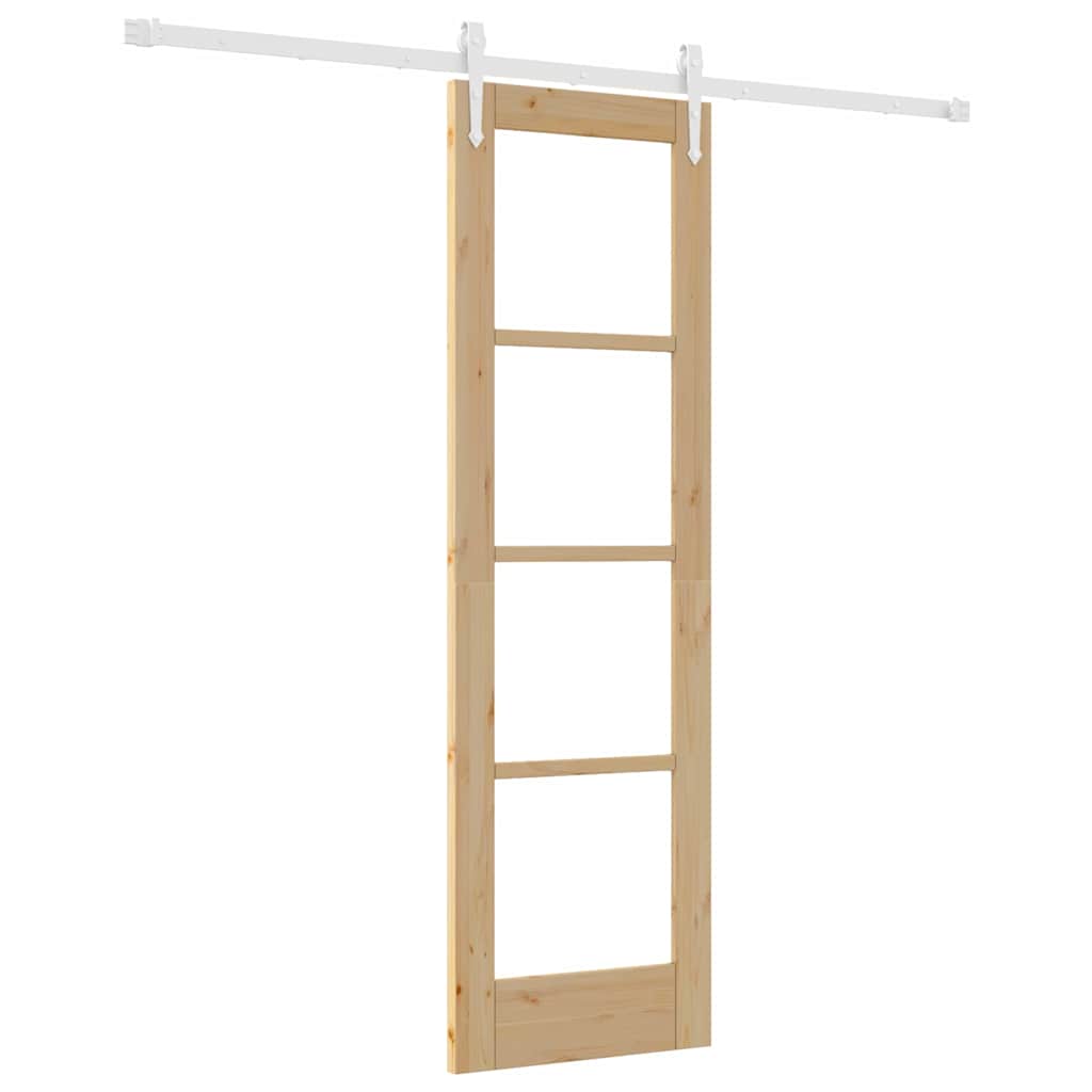 vidaXL Συρόμενη Πόρτα 61 x 198,5 εκ. Μασίφ ξύλο πεύκου και γυαλί