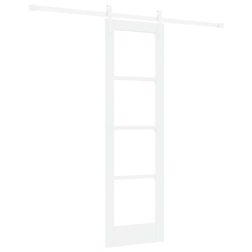 vidaXL Συρόμενη Πόρτα 61 x 198,5 εκ. Μασίφ ξύλο πεύκου και γυαλί Λευκό