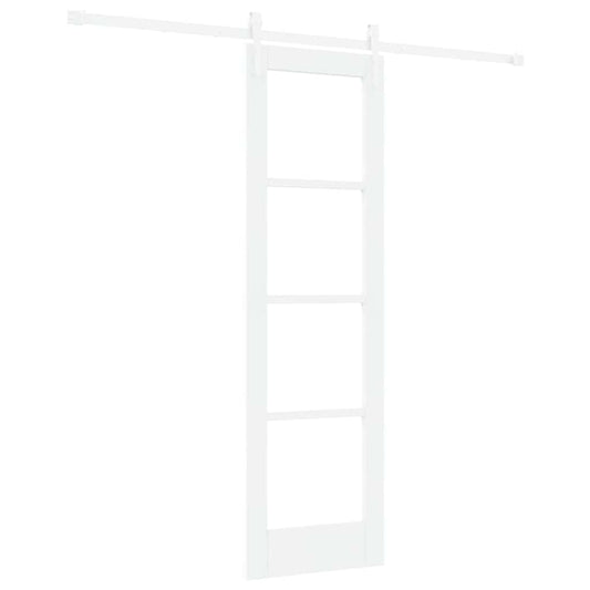 vidaXL Συρόμενη Πόρτα 61 x 198,5 εκ. Μασίφ ξύλο πεύκου και γυαλί Λευκό