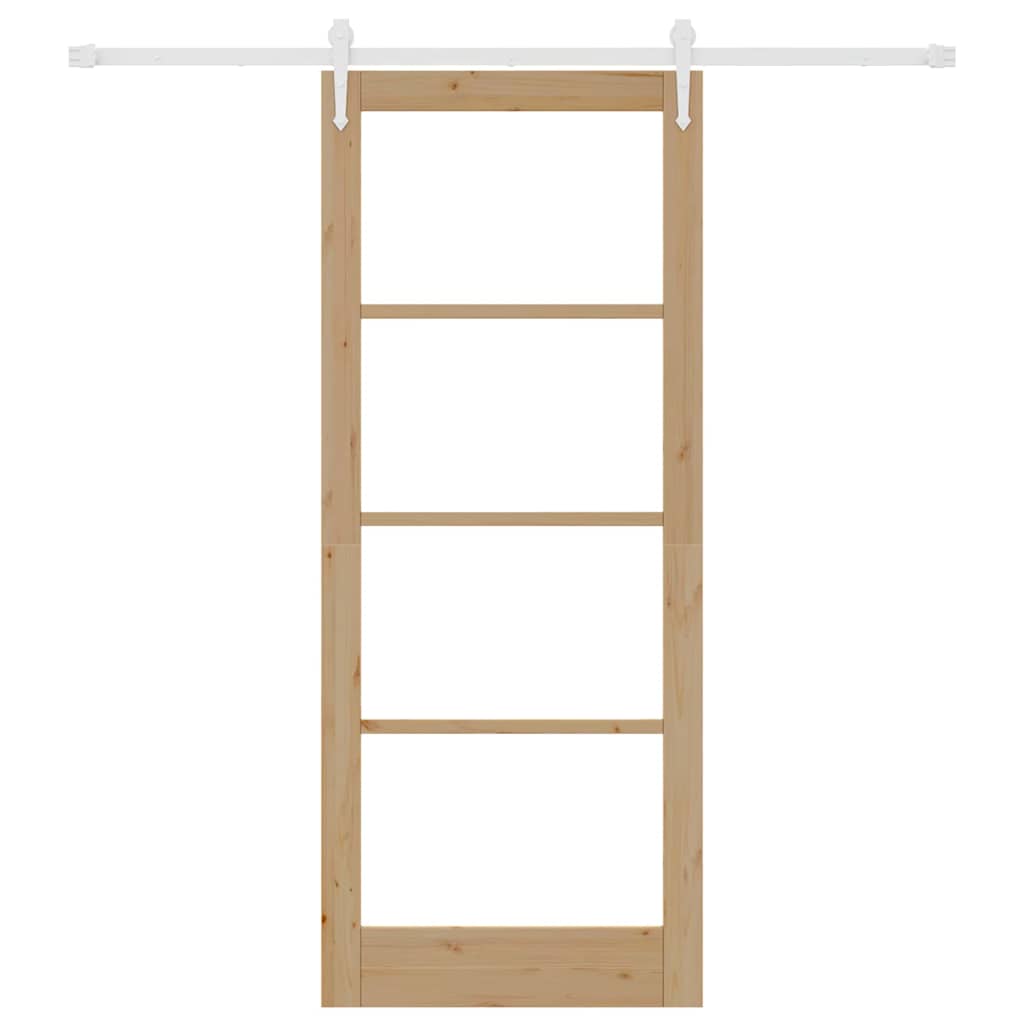 vidaXL Ολισθητή Πόρτα Καφέ 86 x 211 cm Ξύλο και μέταλλο