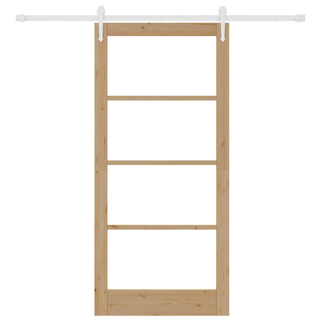 vidaXL Συρόμενη Πόρτα 93 x 202 cm Μασίφ ξύλο πεύκου και γυαλί Φυσικό