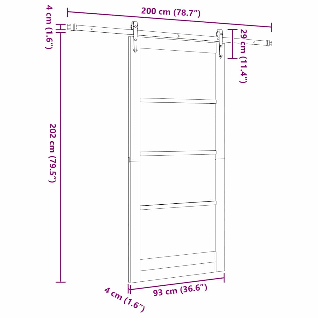 vidaXL Συρόμενη Πόρτα 93 x 202 cm Μασίφ ξύλο πεύκου και γυαλί Φυσικό