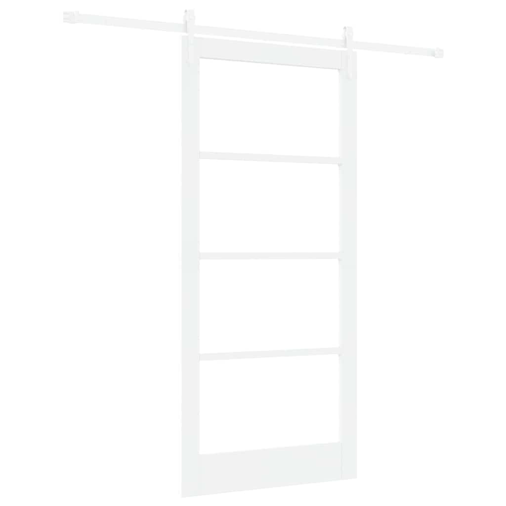 vidaXL Συρόμενη Πόρτα 93 x 202 cm Μασίφ ξύλο πεύκου και γυαλί Λευκό