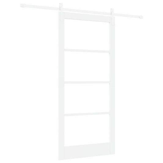 vidaXL Συρόμενη Πόρτα 93 x 202 cm Μασίφ ξύλο πεύκου και γυαλί Λευκό