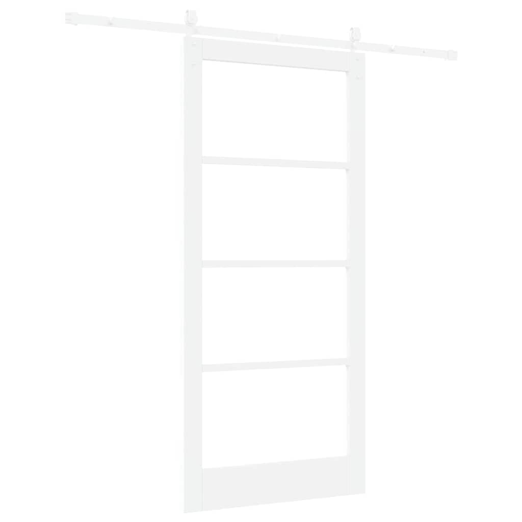 vidaXL Συρόμενη Πόρτα 93 x 202 cm Μασίφ ξύλο πεύκου και γυαλί Λευκό
