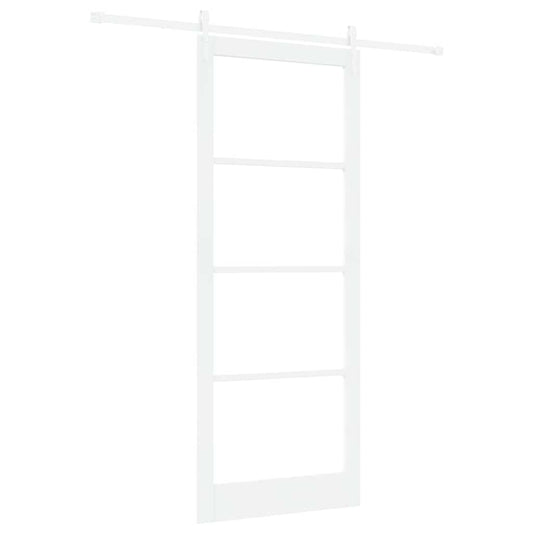 vidaXL Συρόμενη Πόρτα 93 x 232 εκ. Μασίφ ξύλο πεύκου και γυαλί Λευκό