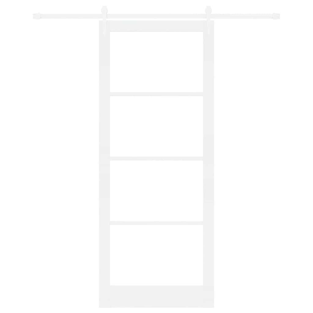 vidaXL Συρόμενη Πόρτα 93 x 232 εκ. Μασίφ ξύλο πεύκου και γυαλί Λευκό