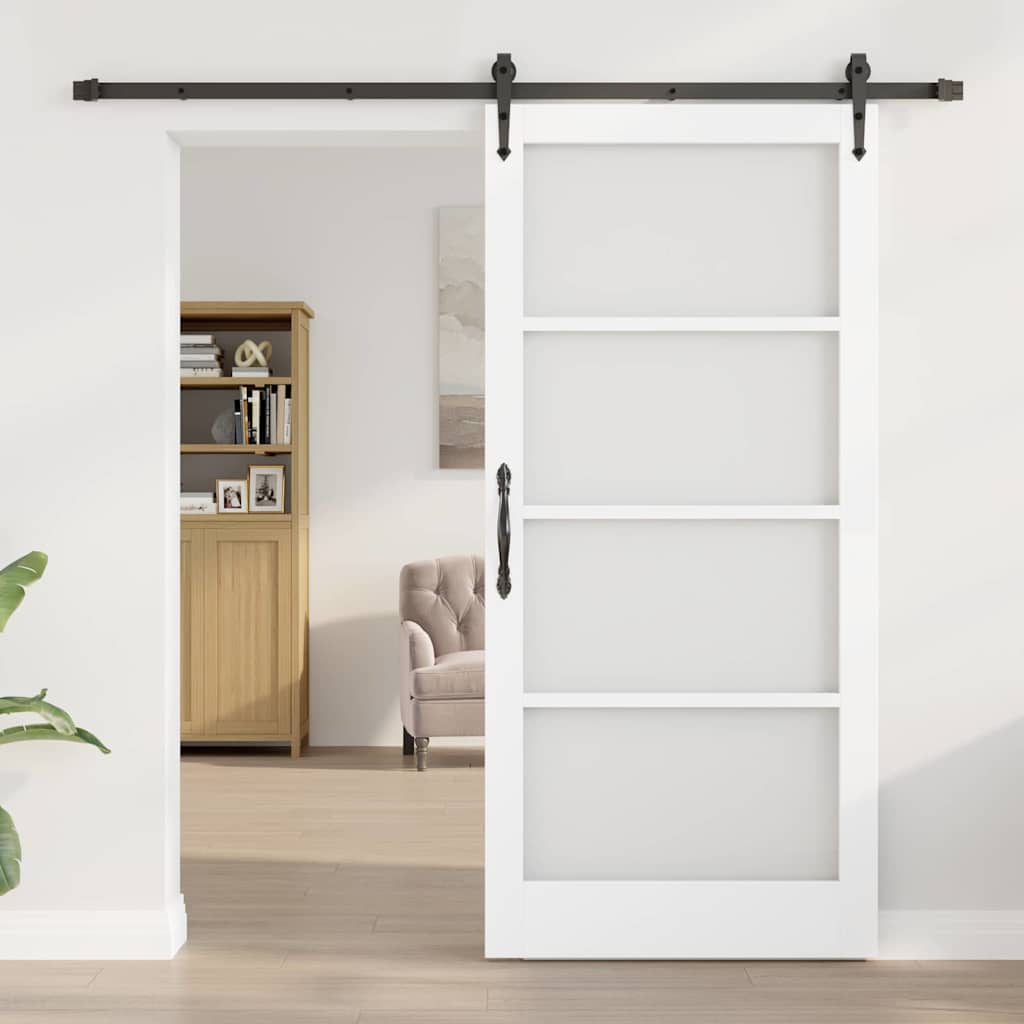 vidaXL Συρόμενη Πόρτα ORKDAL 93 x 202 cm Μασίφ ξύλο πεύκου και γυαλί