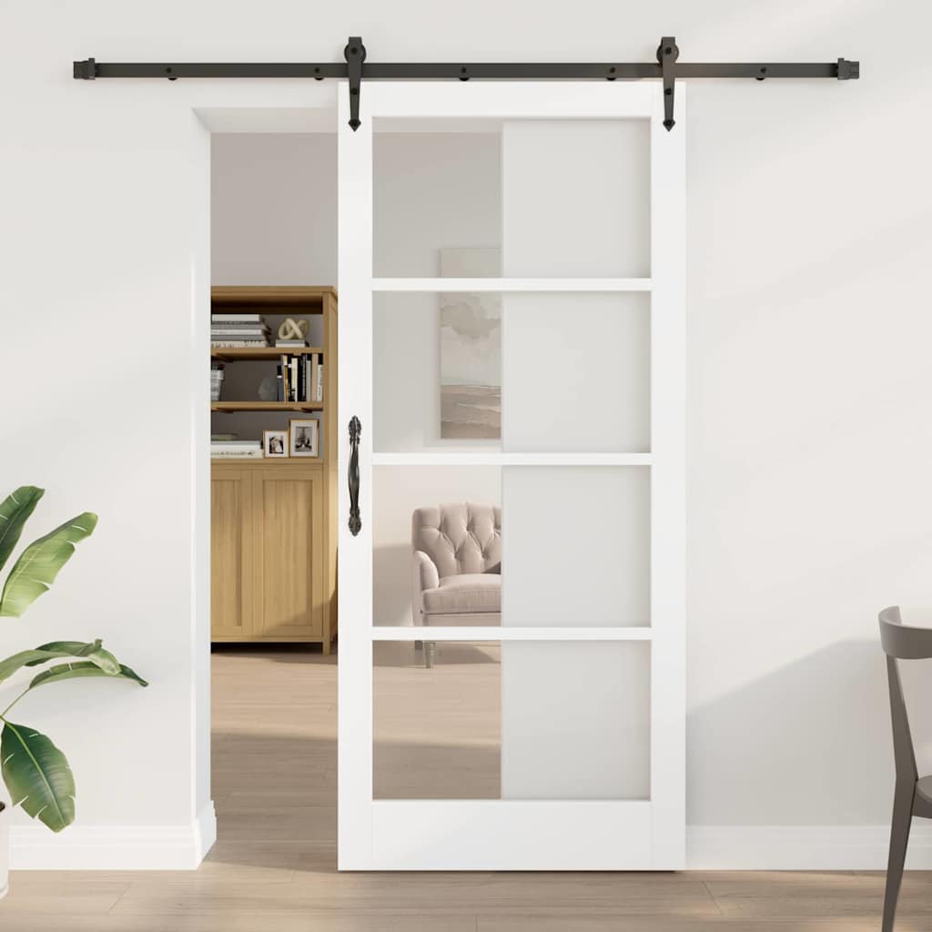 vidaXL Συρόμενη Πόρτα ORKDAL 93 x 211 εκ. Μασίφ ξύλο πεύκου και γυαλί