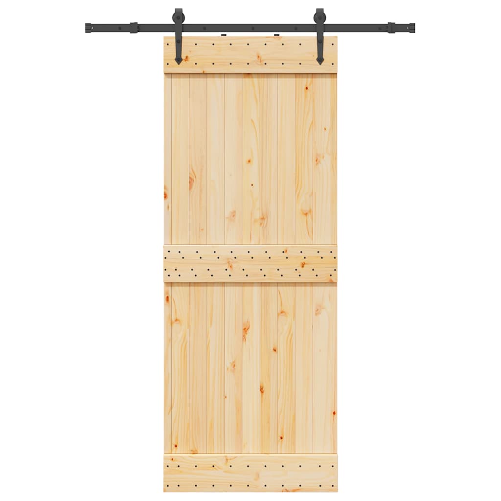 vidaXL Συρόμενη Μεσόπορτα με Μηχανισμό 80 x 210 εκ. Μασίφ Ξύλο Πεύκου