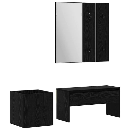vidaXL Σετ επίπλων χωλ Επιτοίχιο με καθρέφτη 5 pcs Επεξεργασμένο ξύλο