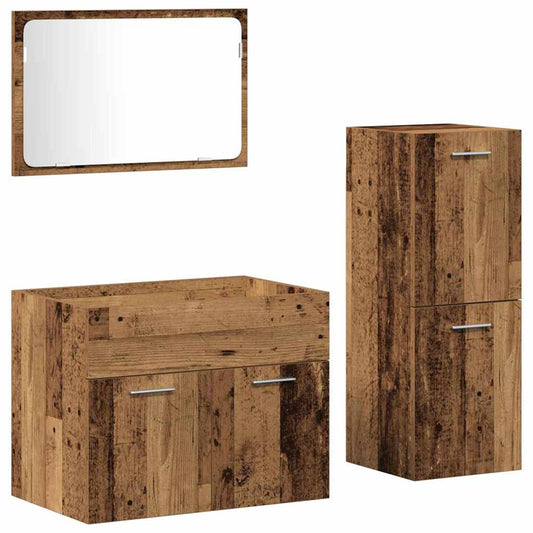 vidaXL Σετ Επίπλων Μπάνιου 3 τμχ. Παλιό Ξύλο 60 x 38,5 x 46 cm
