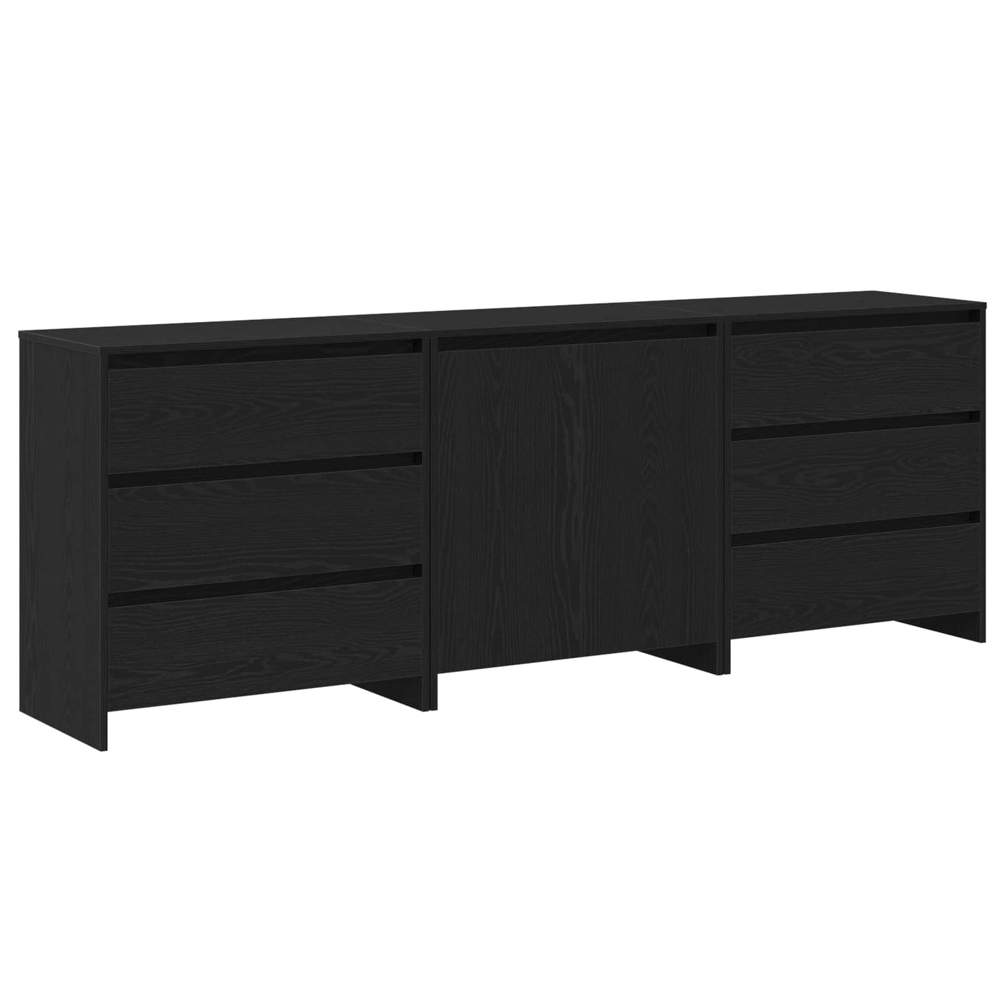 vidaXL Πλαϊνό γραφείο 3 pcs Μαύρο 70 x 41 x 75 εκ. Επεξεργασμένο ξύλο