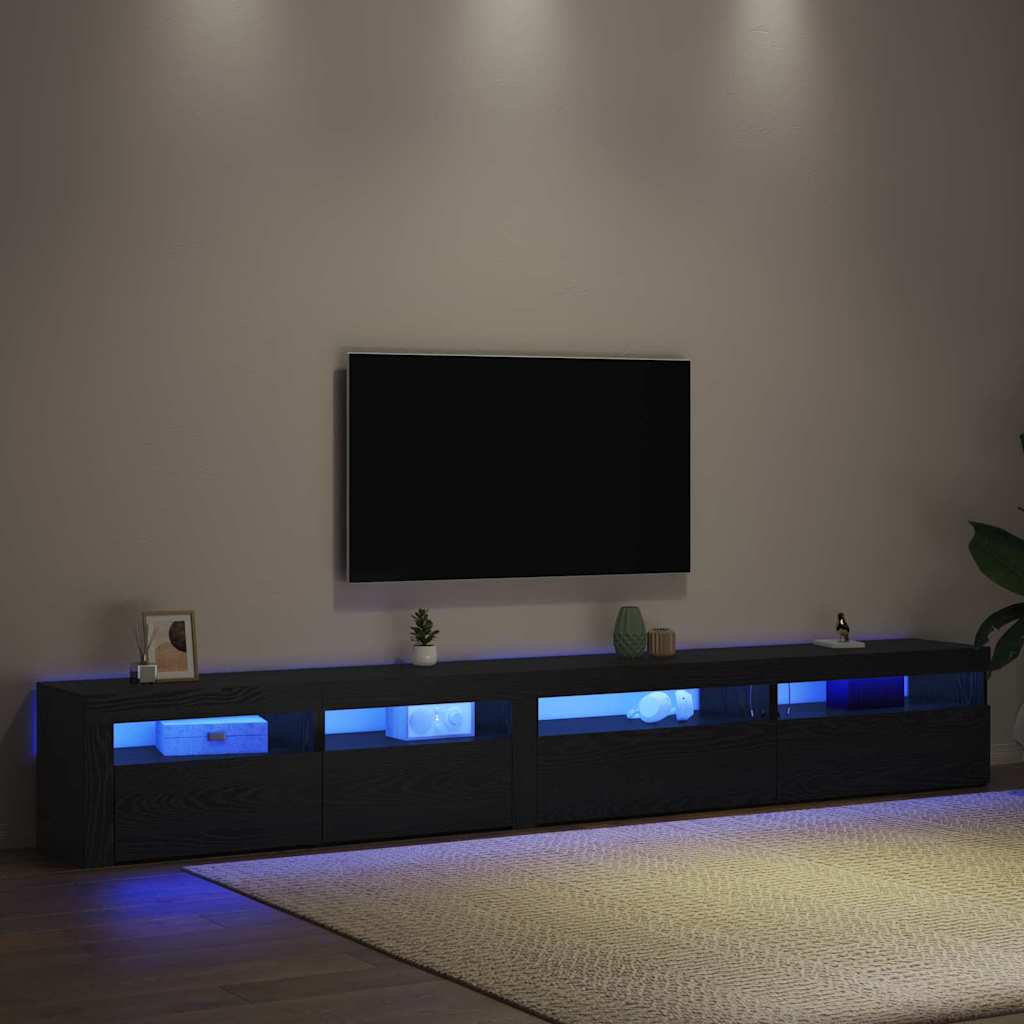 Σετ 3 Κιβωτίων Τηλεόρασης vidaXL με LED Φώτα Μαύρη Δρυός Επεξεργασμένο Ξύλο