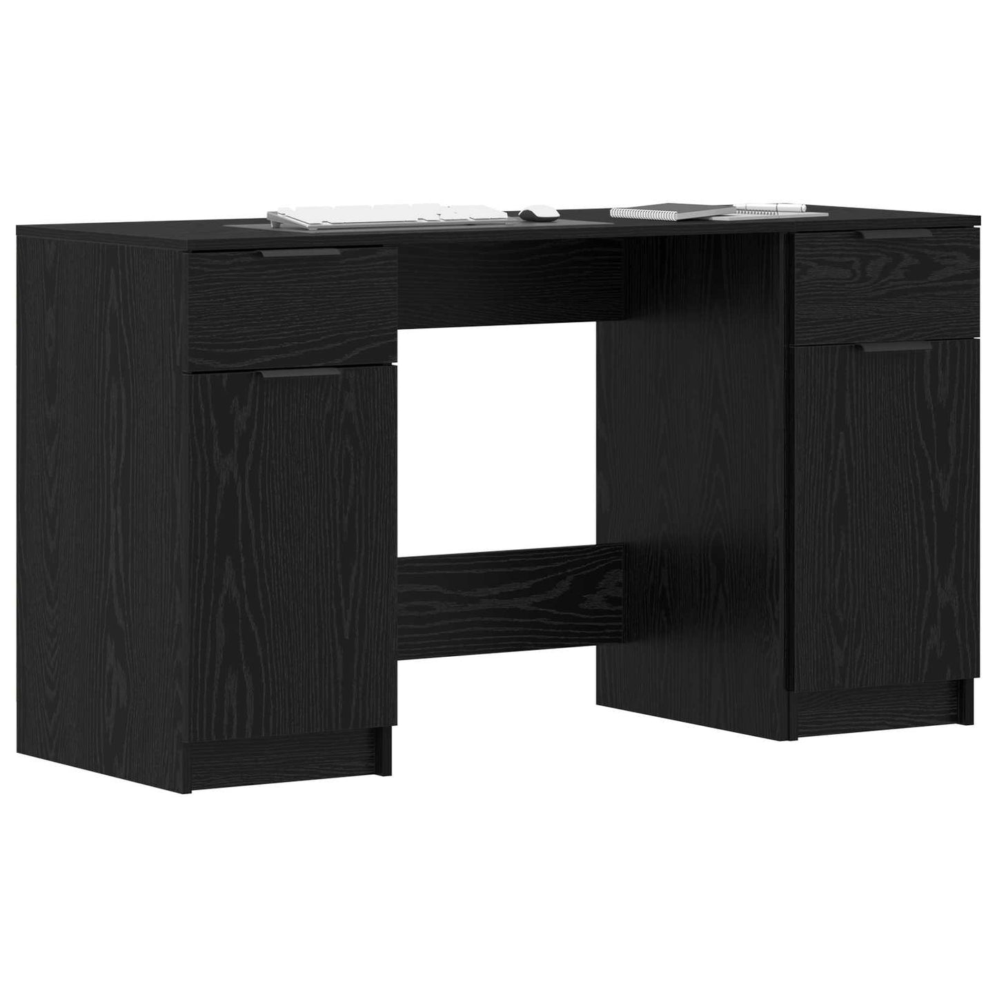 vidaXL Γραφείο με πόρτα Μαύρη Οξυά 133 x 50 x 75 εκ Επεξεργασμένο Ξύλο