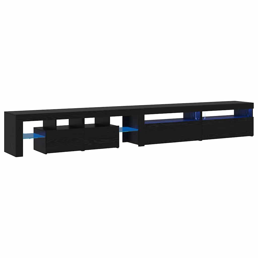 vidaXL TV Cabinets 3 τμχ με Φώτα LED Μαύρη Δρυός Επεξεργασμένο Ξύλο