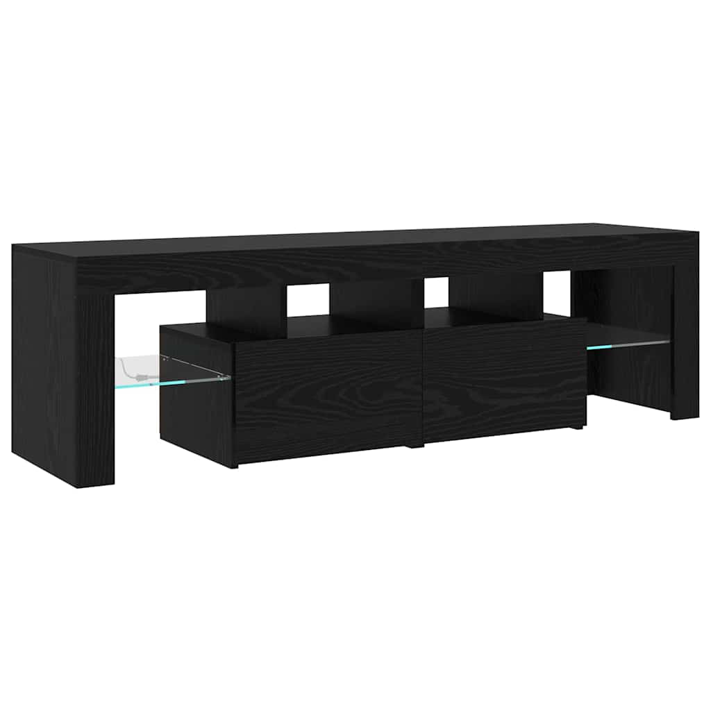vidaXL TV Cabinets 3 τμχ με Φώτα LED Μαύρη Δρυός Επεξεργασμένο Ξύλο