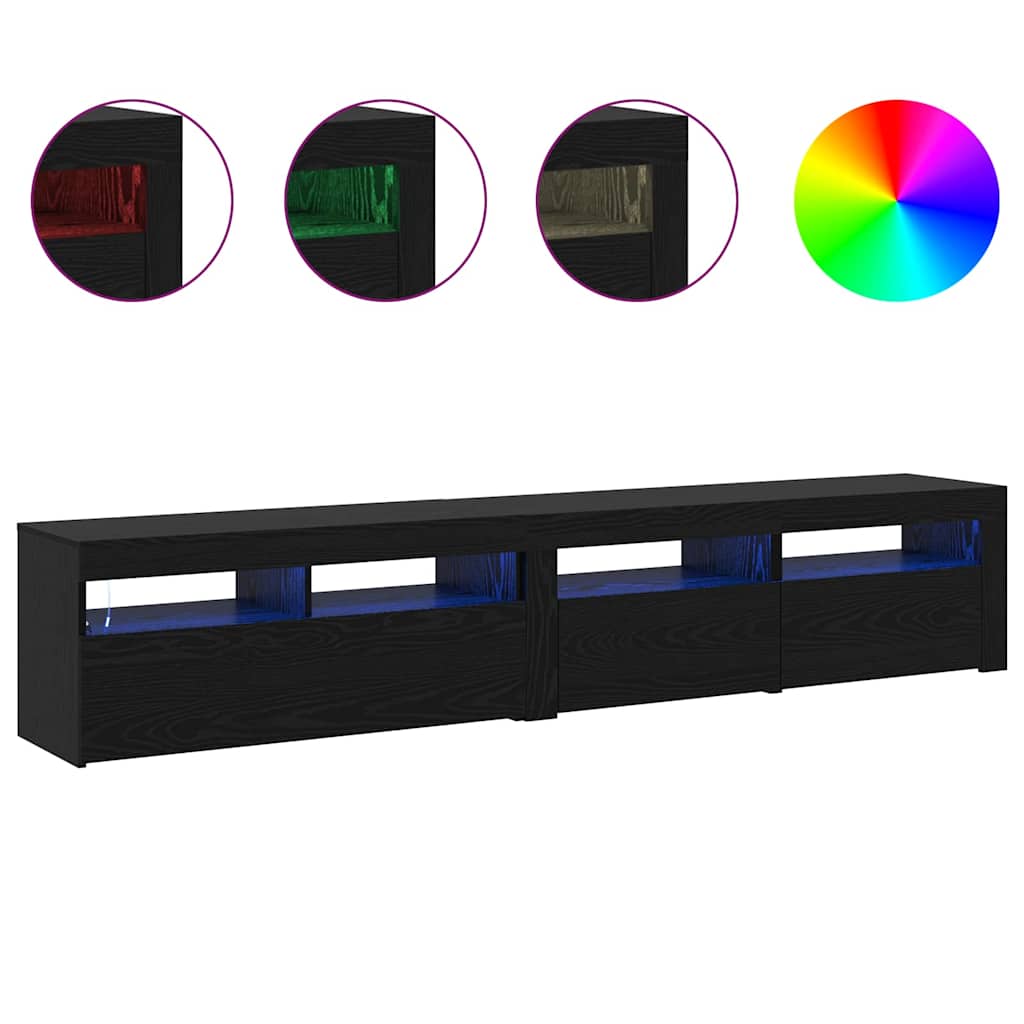 vidaXL Φυλάκια TV 2 τεμάχια με LED φώτα Μαύρη Δρυός Επεξεργασμένο Ξύλο