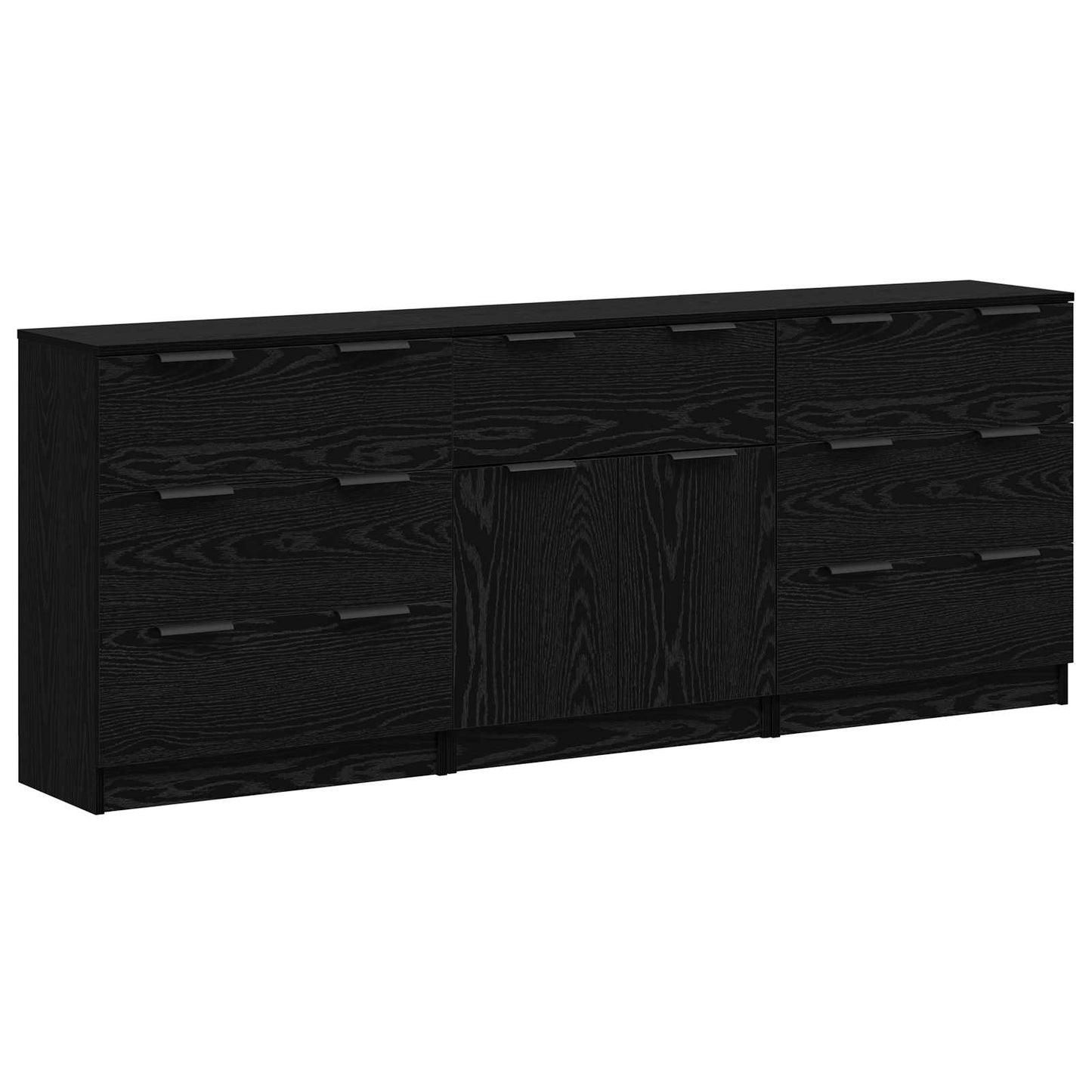 vidaXL Πλαϊνό γραφείο με συρτάρι 3 pcs Μαύρη Οξυά 181 x 30 x 70 εκ.