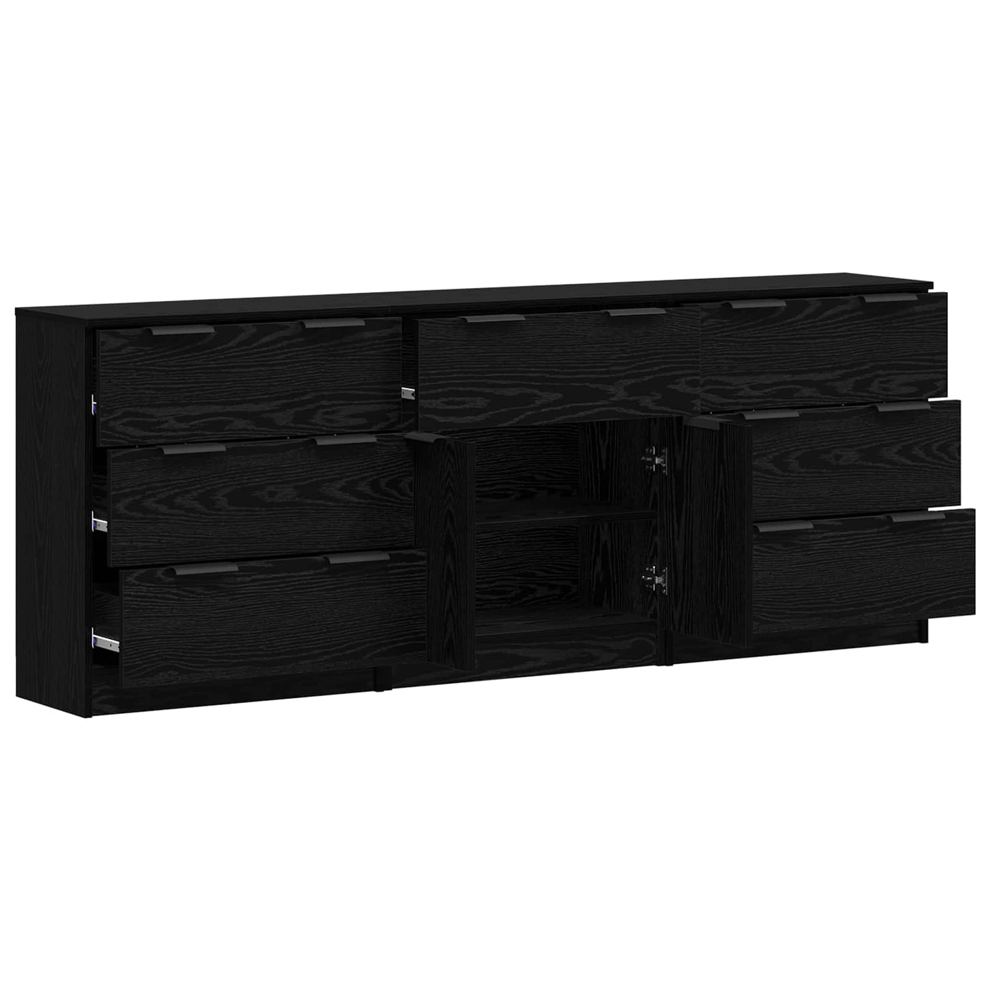 vidaXL Πλαϊνό γραφείο με συρτάρι 3 pcs Μαύρη Οξυά 181 x 30 x 70 εκ.