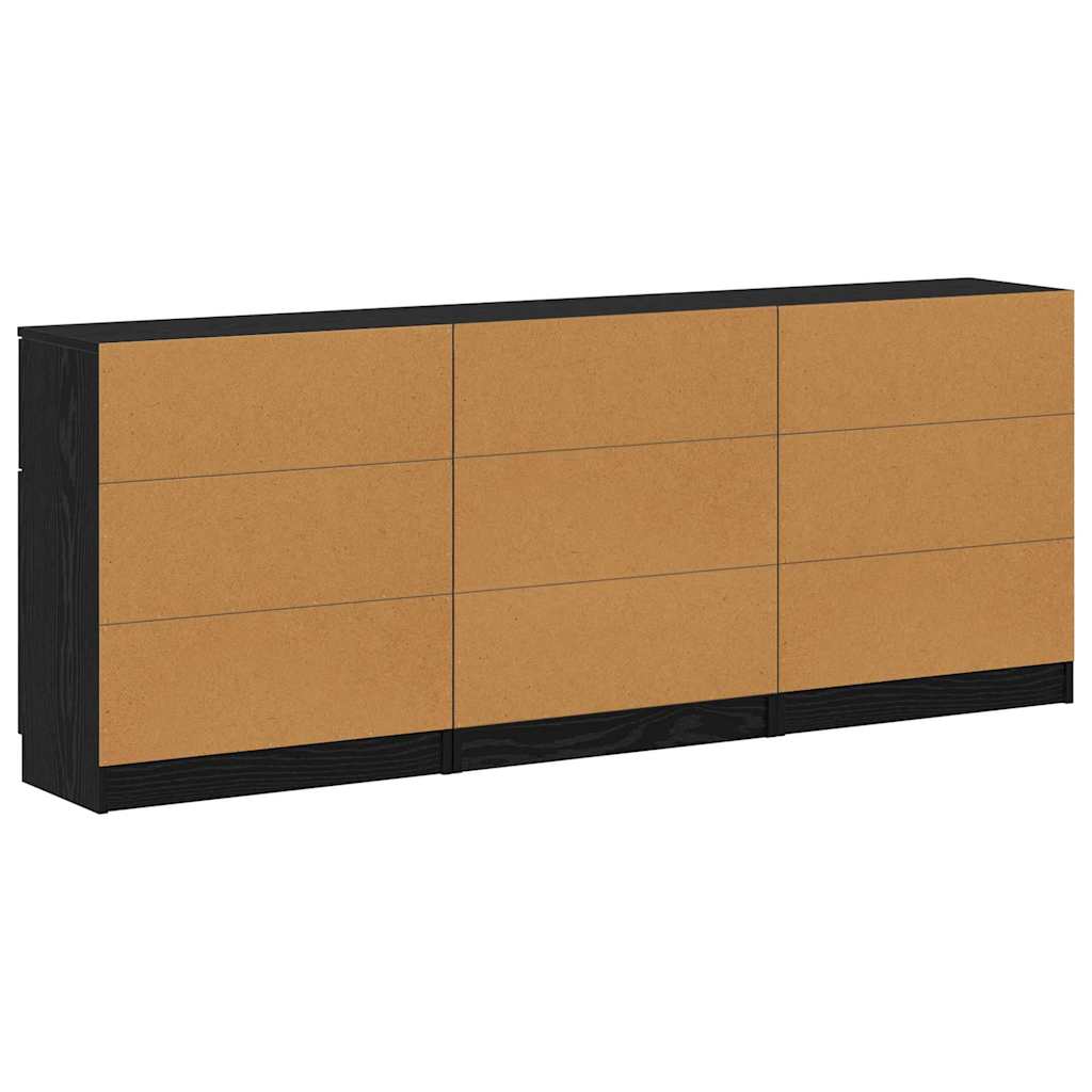 vidaXL Πλαϊνό γραφείο με συρτάρι 3 pcs Μαύρη δρυς 60 x 30 x 70 εκ.