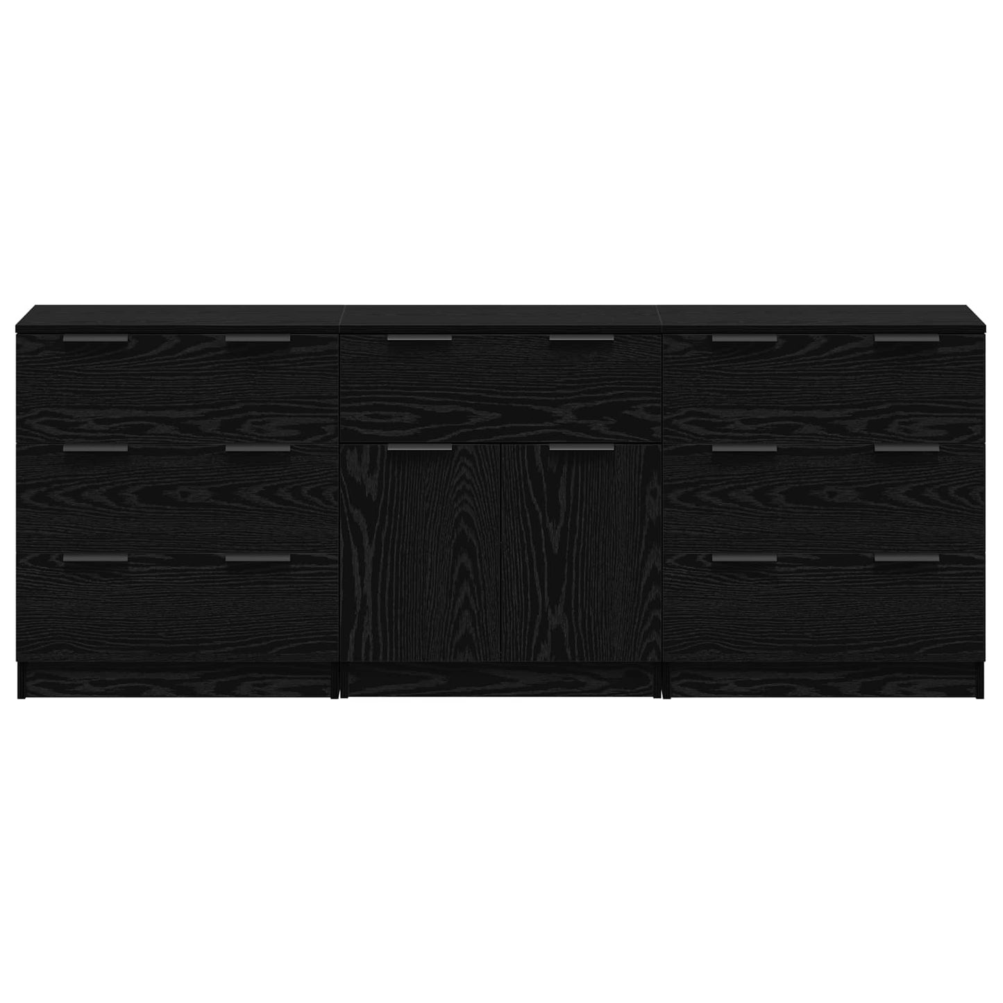 vidaXL Πλαϊνό γραφείο με συρτάρι 3 pcs Μαύρη Οξυά 181 x 30 x 70 εκ.