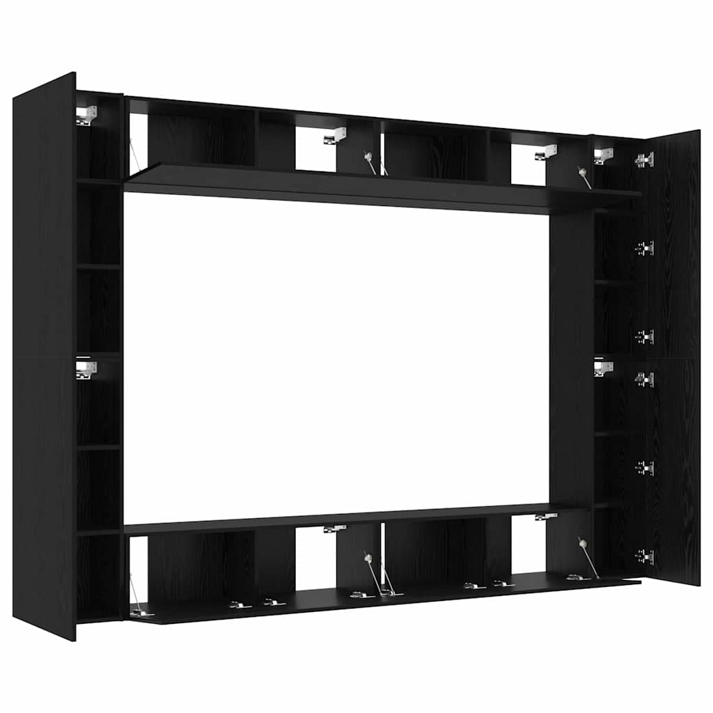 vidaXL Σετ επίπλου τηλεόρασης 8 pcs Μαύρη Οξυά 100 x 30 x 30 cm