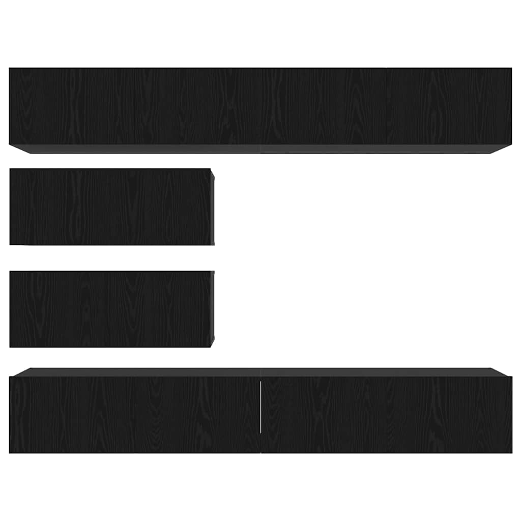 vidaXL Σετ βιβλιοθήκης TV 10 τεμαχίων - Τοποθετημένο στον τοίχο μαύρο δρυ επεξεργασμένο ξύλο