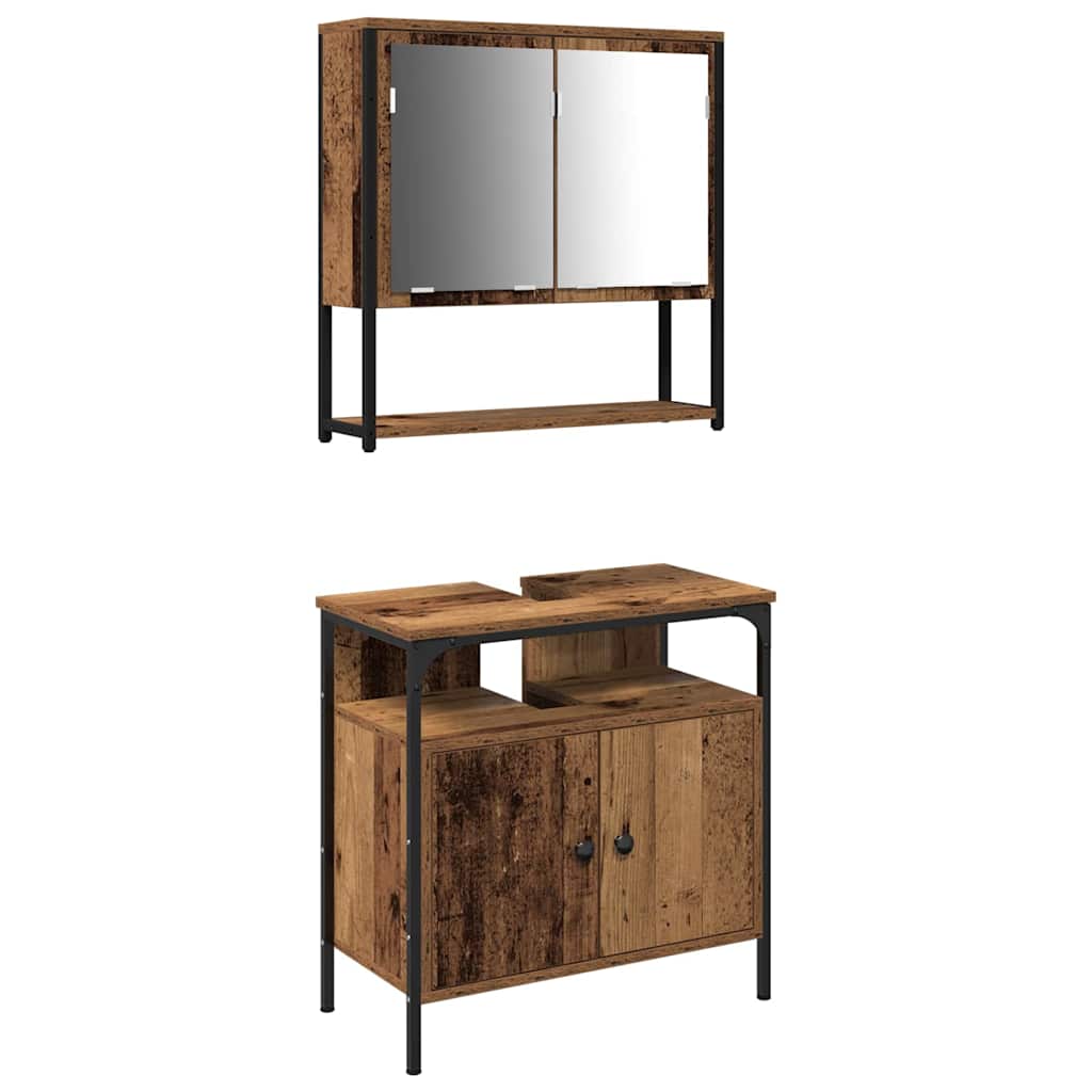 vidaXL Σετ Επίπλων Μπάνιου με αποθήκευση 2 pcs Καφέ 60 x 30 x 60 cm