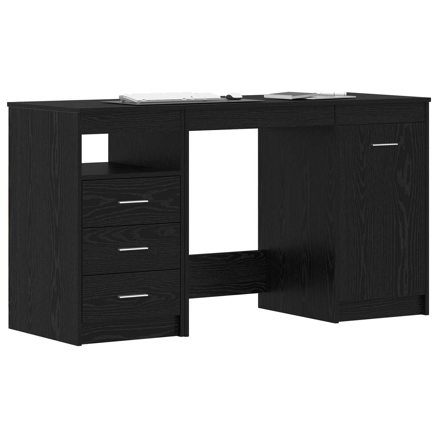 vidaXL Γραφείο 2 pcs Μαύρη δρυς 140 x 50 x 76 εκ. Επεξεργασμένο ξύλο