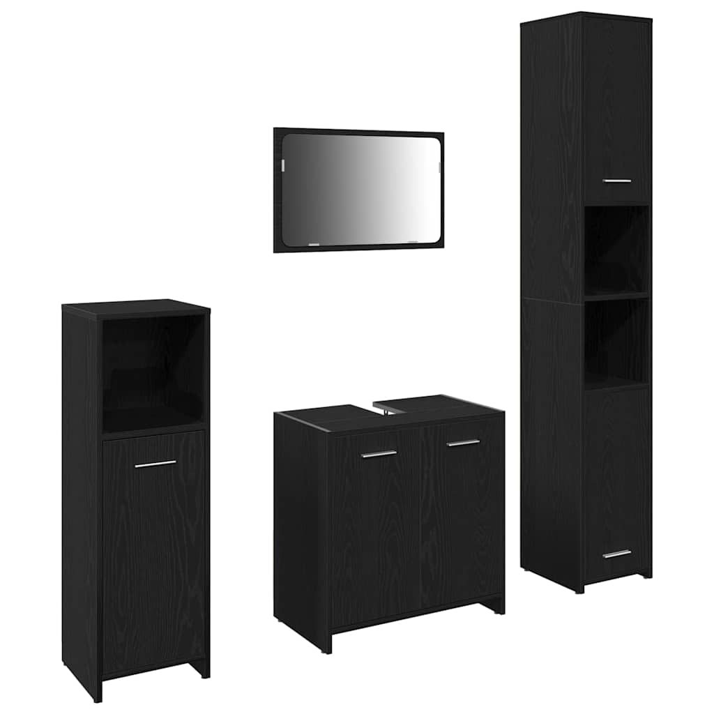 vidaXL Σετ Επίπλων Μπάνιου 4 pcs Μαύρη Οξυά 30 x 30 x 183.5 εκ.