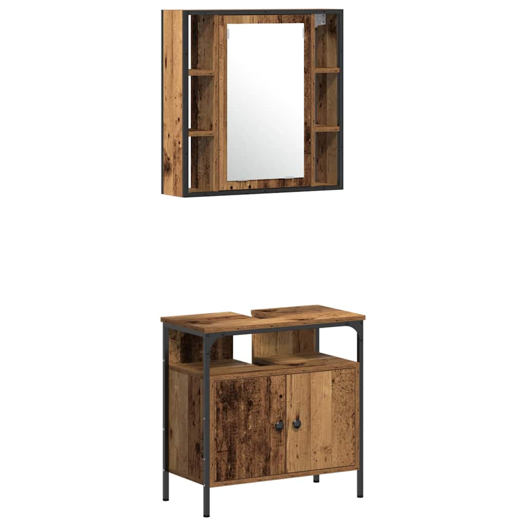 vidaXL Σετ Επίπλων Μπάνιου με ράφι με πόρτα 3 pcs Καφέ 60 x 30 x 60 cm