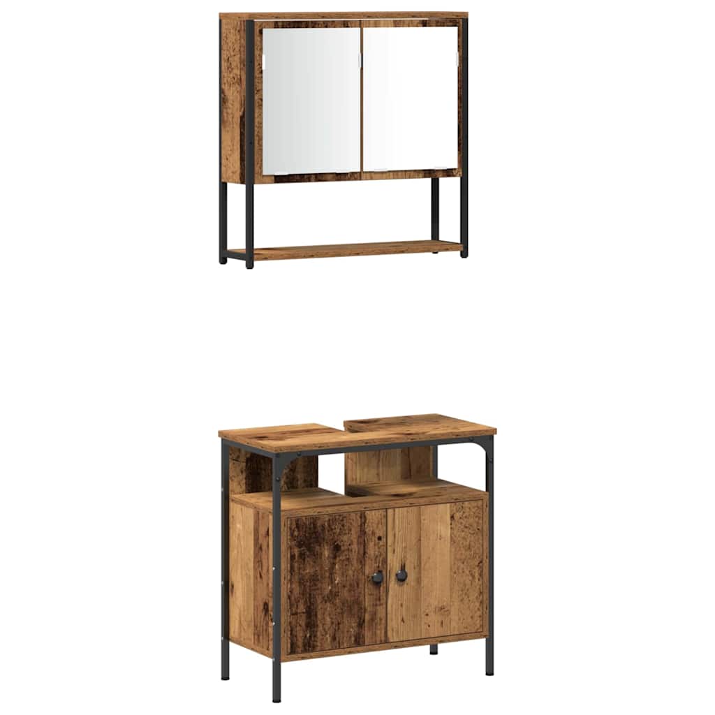 vidaXL Σετ Επίπλων Μπάνιου με πόρτα 3 pcs Καφέ 33 x 33 x 120.5 εκ.