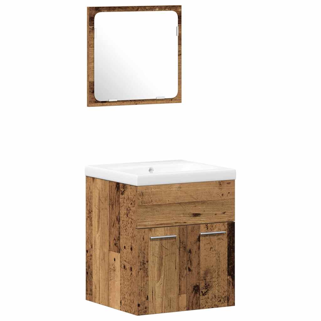 vidaXL Σύνθεση Μπάνιου Επιτοίχιο 4 pcs Παλιό Ξύλο 41 x 38.5 x 46 cm