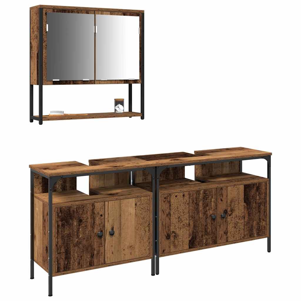 vidaXL Σετ Επίπλων Μπάνιου με αποθήκευση 3 pcs Καφέ 80 x 30 x 60 cm