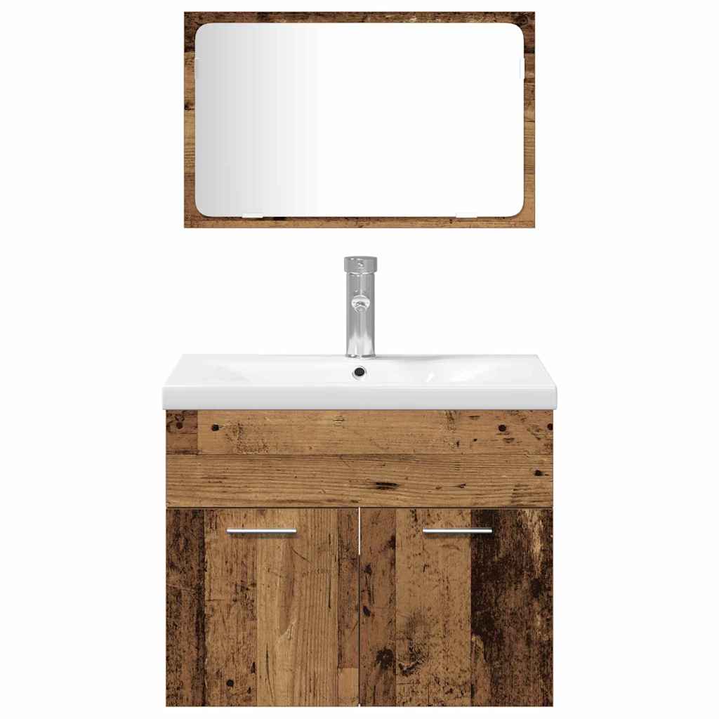 vidaXL Σετ Επίπλων Μπάνιου με ράφι 4 pcs Καφέ Επεξεργασμένο ξύλο