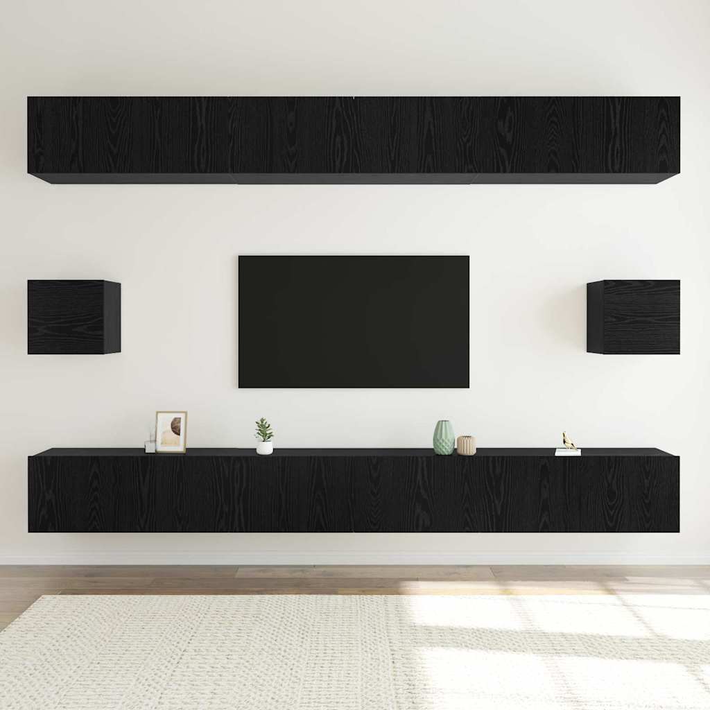 vidaXL Σετ επίπλου τηλεόρασης 8 pcs Μαύρη δρυς 100 x 30 x 30 cm