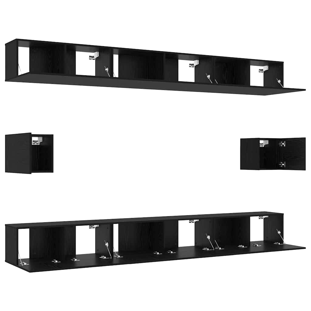 vidaXL Σετ επίπλου τηλεόρασης 8 pcs Μαύρη δρυς 100 x 30 x 30 cm